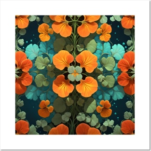 Fleur des Nasturtiums - dark background Posters and Art